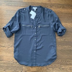 Calvin Klein Grey Button-Up Blouse